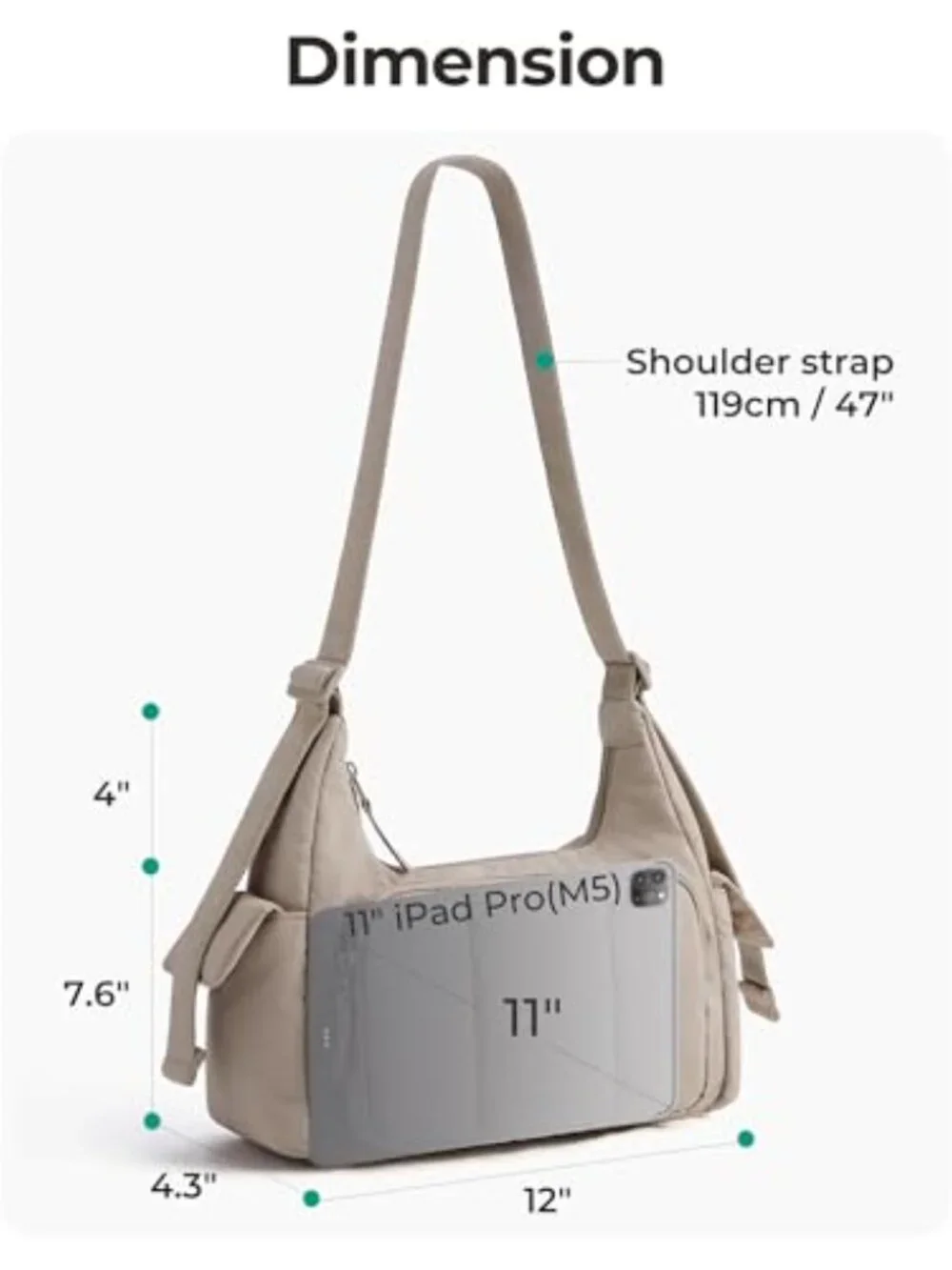 6L Lightweight Nylon Crossbody Bag Adjustable Strap Water-resistant Puffer Hobo